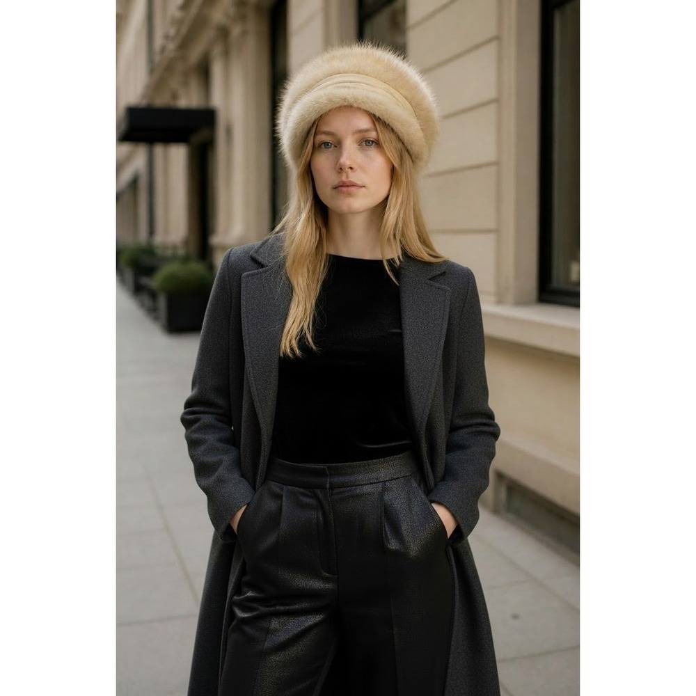 Vintage Glenover Henry Pollak Blonde Mink Fur Pillbox Hat Jackie O Glamour NY